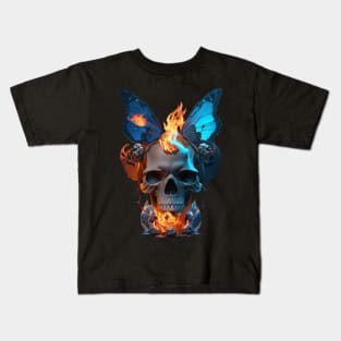 Skull water fire harmony Kids T-Shirt